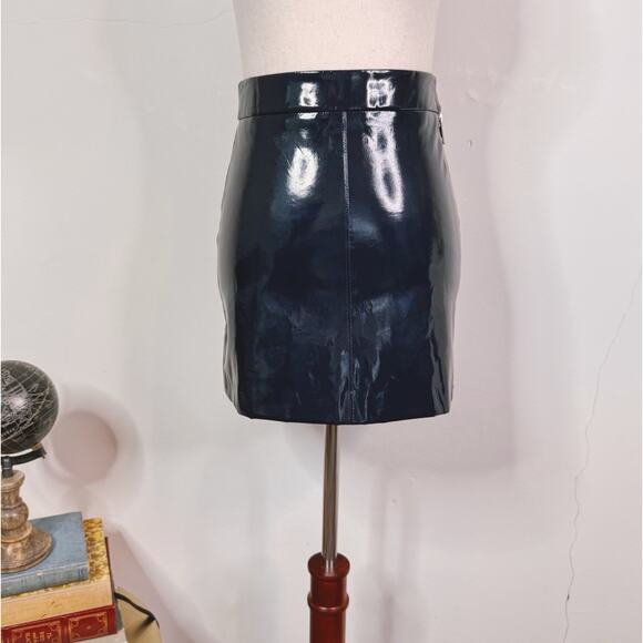 Zadig & Voltaire Navy Patent Leather Mini Skirt Size 34 Sexy Chic Rocker - Picture 1 of 12